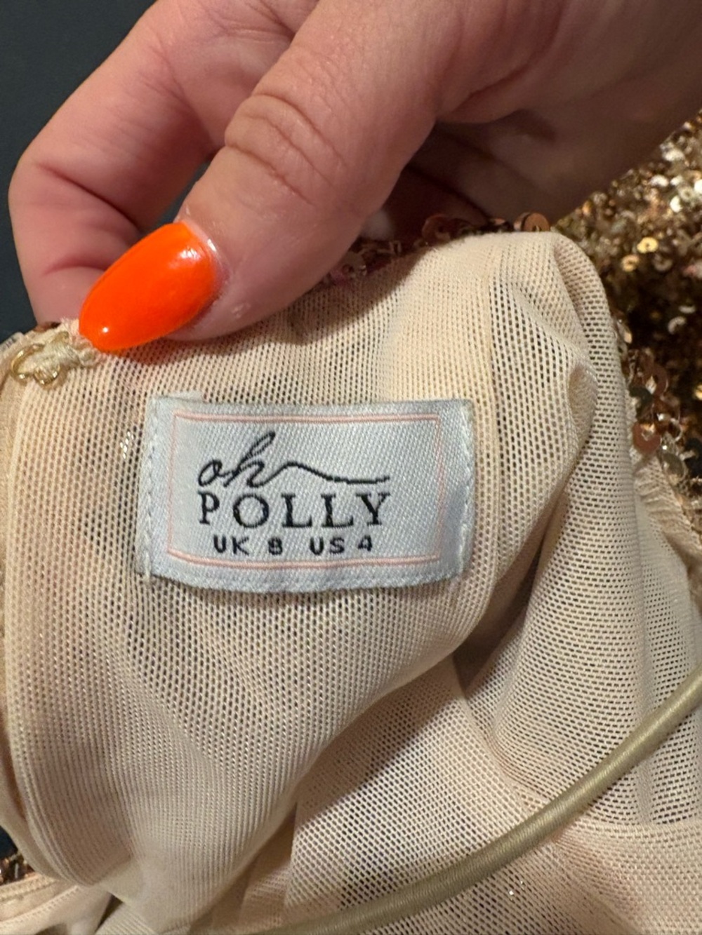 Oh Polly Gold Sequin Plunge Mini Dress - Picture 4 of 4